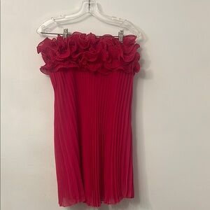 Magenta Ruffle Strapless Dress